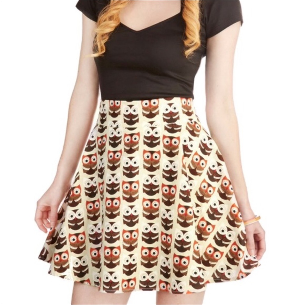 Retrolicious Owl Skater Full Circle Skirt S M